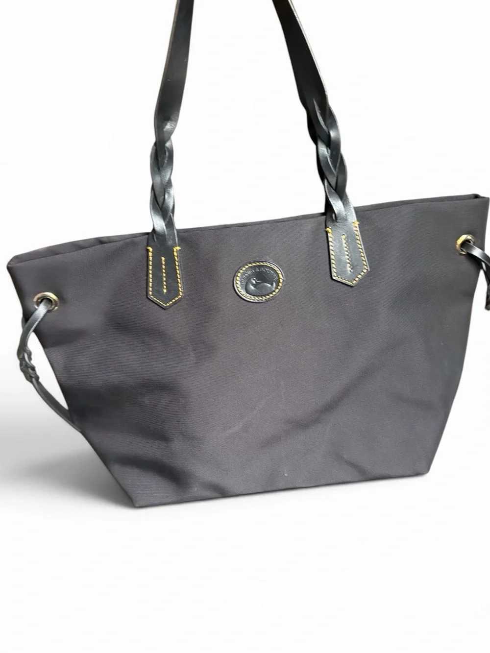 Dooney & Bourke Classic Black Nylon Everyday Tote with Braided Leather Handles